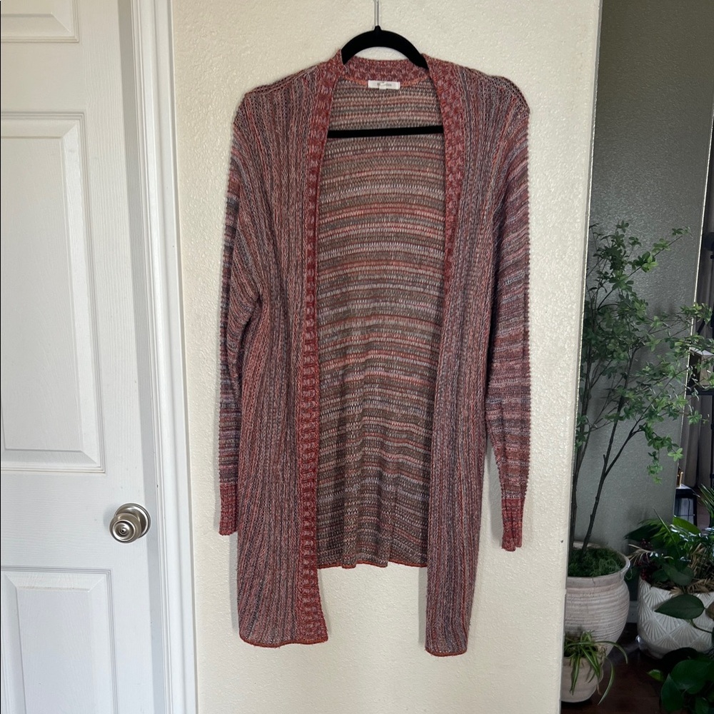 Maurices Open-Front Knit Cardigan in Mauve Multi